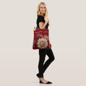 Weich rosa Strohblumen auf Maroon für Mama oder ir Tasche (Am Model)
