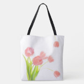 Weich rosa Tulips Trendy Anfangsname Monogramm Tasche (Rückseite)