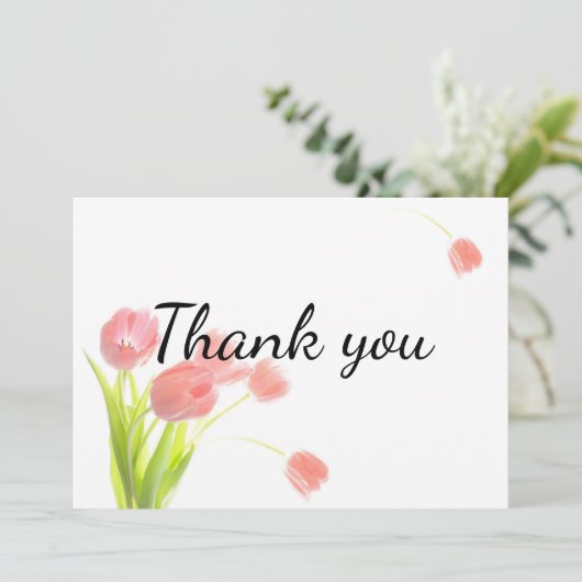 Weich rosa Tulissen Dankeskarte (Stehend Vorderseite)