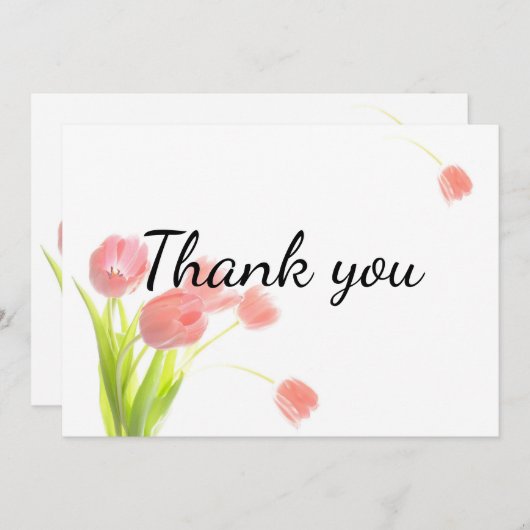 Weich rosa Tulissen Dankeskarte (Vorne/Hinten)
