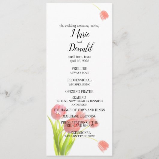 Weich rosa Tulissen Programm (Vorderseite)