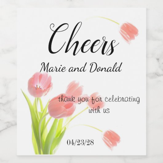 Weich rosa Tulissen Weinetikett (Einzelnes Label)