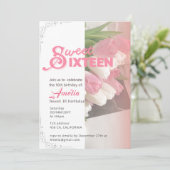 Weich rosa Tulpe elegant 16 Einladung (Stehend Vorderseite)