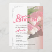 Weich rosa Tulpe elegant 16 Einladung (Vorne/Hinten)