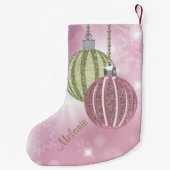 Weich rosa u. grüne kleiner weihnachtsstrumpf (Rückseite)