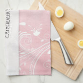 Weich rosa u. weiße Blumen personalisiert Handtuch (Viertel Falte)