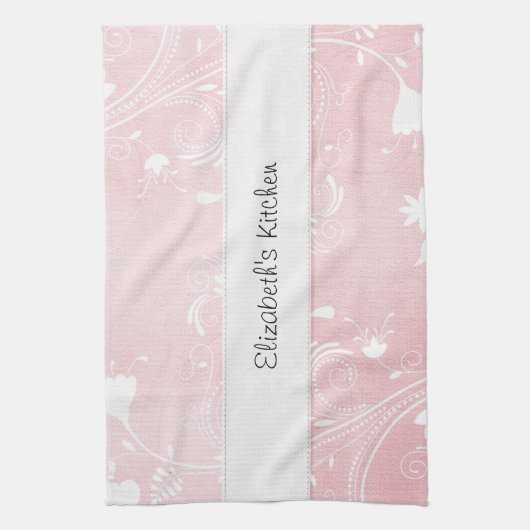 Weich rosa u. weiße Blumen personalisiert Handtuch (Vertikal)