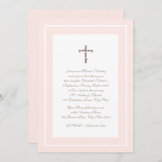 Weich rosa und braun einladung (Vorne/Hinten)