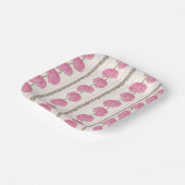 Weich rosa und grüne Chrysanthemum-Blume Streifen Pappteller (Gewinkelt)