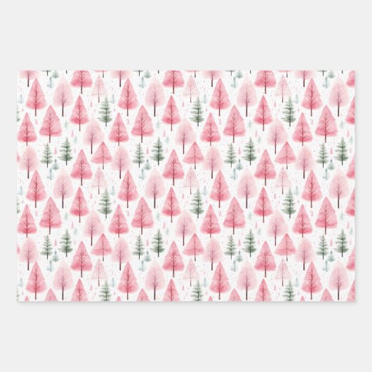 Weich rosa und grüne Weihnachten Geschenkpapier Set (Vorderseite 3)