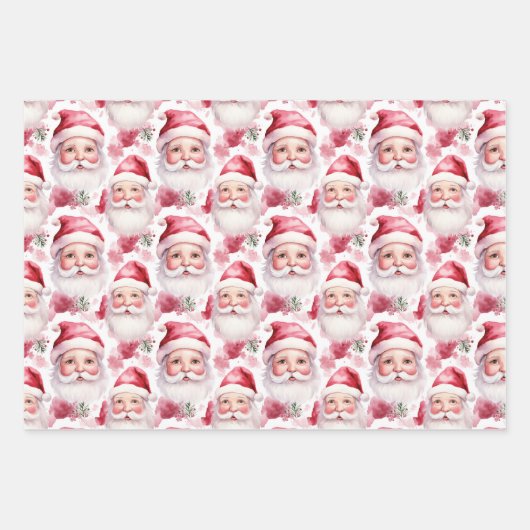 Weich rosa und grüne Weihnachten Geschenkpapier Set (Vorderseite)