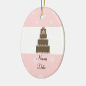 Weich rosa und Schokolade Hochzeitstorte Keramikornament (Links)