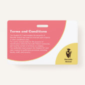 Weich rosa und sonnig gelb Student ID card Abzeich Ausweis (Rückseite)