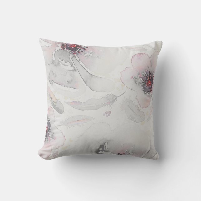 Weich Rosa und staubiger grauer Vintager Kissen (Vorderseite)