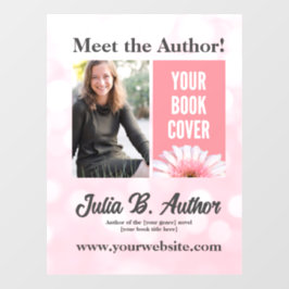 Weich rosa und weiße Autor Buchsignierung Fensteraufkleber