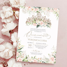 Weich rosa und weiße Rosen Elegant Luxus Quinceane Einladung