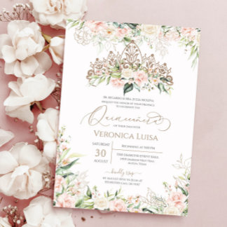 Weich rosa und weiße Rosen Elegant Luxus Quinceane Einladung