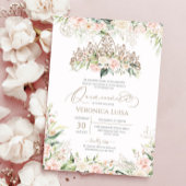 Weich rosa und weiße Rosen Elegant Luxus Quinceane Einladung