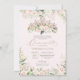 Weich rosa und weiße Rosen Elegant Luxus Quinceane Einladung