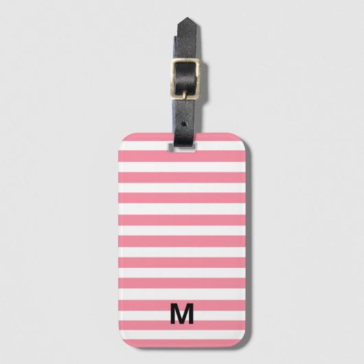 Weich rosa und weiße Streifen Gepäckanhänger (Vorderseite Vertikal)