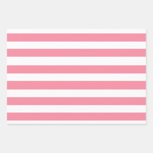 Weich rosa und weiße Streifen Geschenkpapier Set (Vorderseite 3)