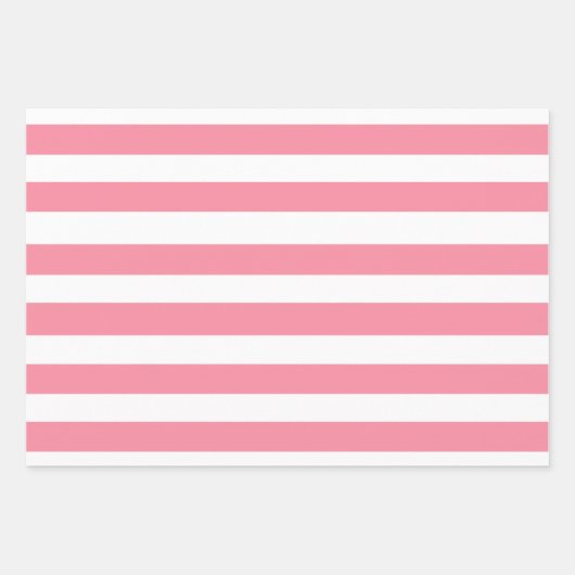 Weich rosa und weiße Streifen Geschenkpapier Set (Vorderseite 2)