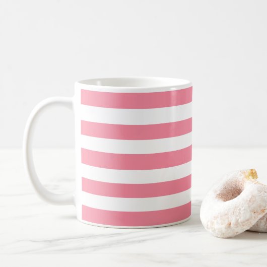 Weich rosa und weiße Streifen Kaffeetasse (Mit Donut)