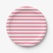 Weich rosa und weiße Streifen Pappteller (Vorderseite)