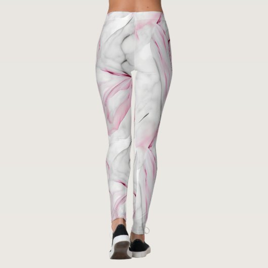 Weich rosa und weißer Marmor Leggings (Rückseite)