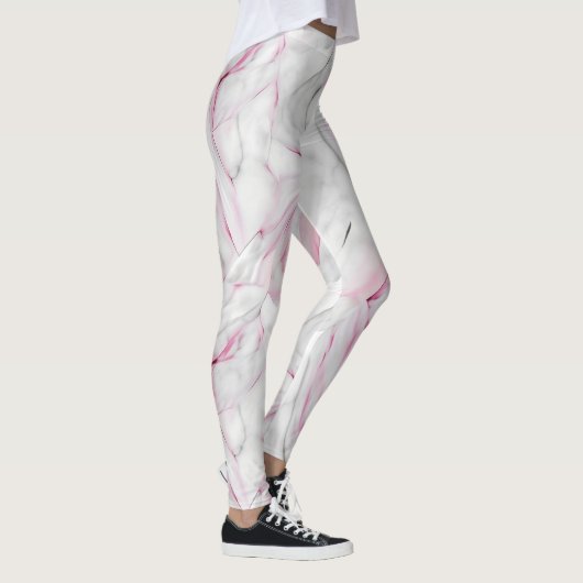 Weich rosa und weißer Marmor Leggings (Rechts)