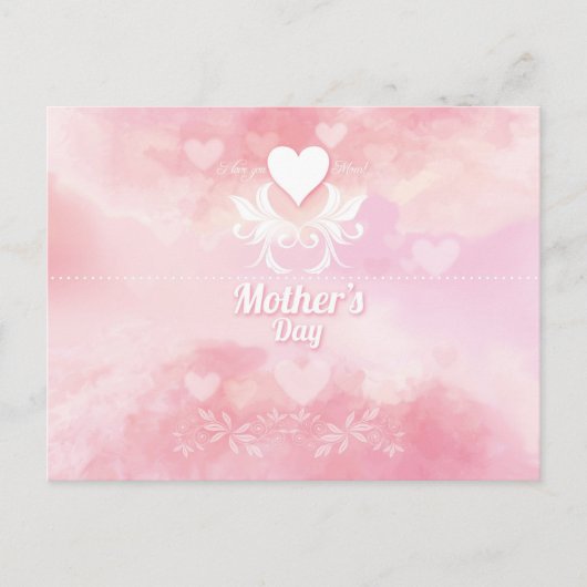 Weich rosa und weißer Muttertag Postkarte (Vorderseite)