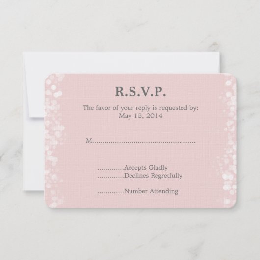 Weich rosa und weißes Bokeh Wedding RSVP Karte (Vorderseite)
