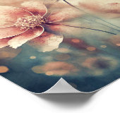 Weich rosa Vintage Blumenkunst Poster (Ecke)