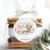 Weich rosa Wald Eukalyptus Girl Birthday Runder Aufkleber