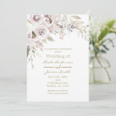 Weich rosa Wasserfarbe Elegante Blumenbridale Einladung (Stehend Vorderseite)