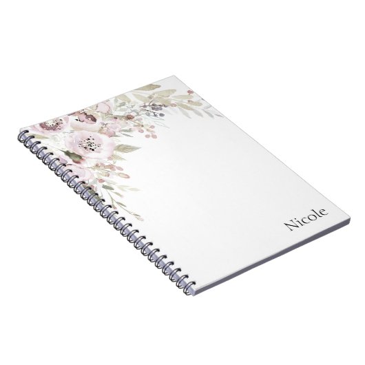 Weich rosa Wasserfarbe Elegantes Blumengläschen Notizblock (Rechte Seite)