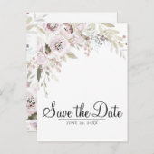 Weich rosa Wasserfarbe Save the Date Elegante Blum Ankündigungspostkarte (Vorne/Hinten)