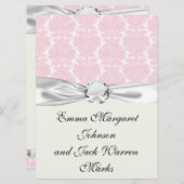 Weich-rosa-weiße geblüht Damastmuster Einladung (Vorne/Hinten)