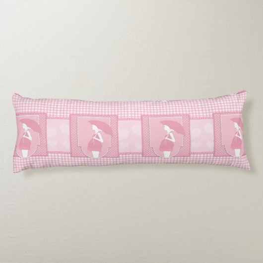 Weich rosa Weiße Schwangere mit Schirm Seitenschläferkissen (Rückseite)