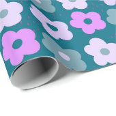 Weich-rosa-weiße und blaue Sommer-Blume Geschenkpapier (Rolleneckpunkt)