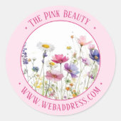 Weich rosa Wildblumen Werbeaktion Runder Aufkleber (Vorderseite)