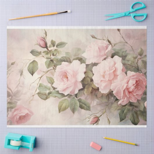 Weich rosa Zarte Rose Blumenhintergrund Seidenpapier (Basteln)