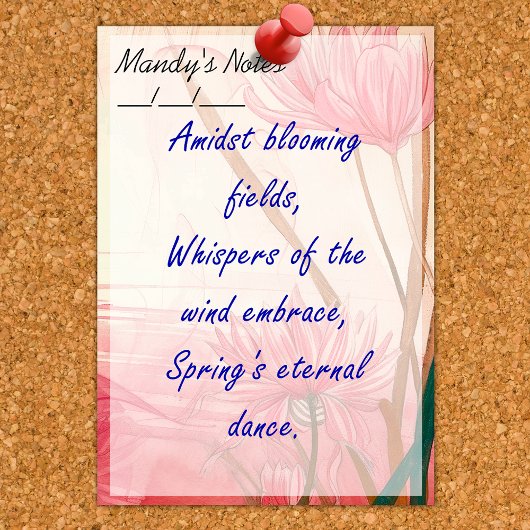 Weich rosa zartes florales Trendy 4" x 6" Post-it Klebezettel