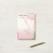 Weich rosa zartes florales Trendy 4" x 6" Post-it Klebezettel (Auf Schreibtisch)