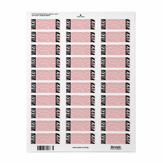 Weich rosa Zebra Blank Labels (Vorne)