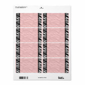 Weich rosa Zebra Blank Labels (Vorne)