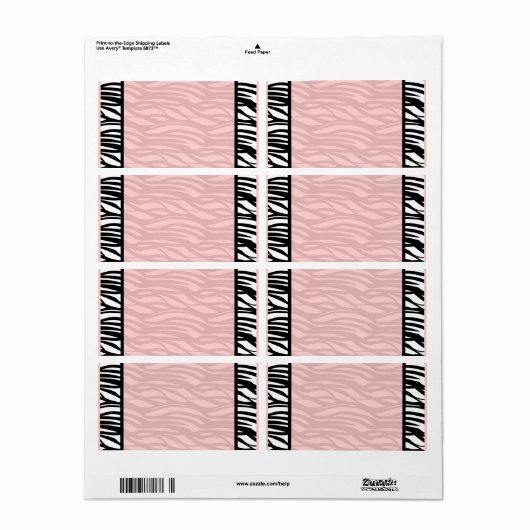 Weich rosa Zebra Blank Labels (Vorne)