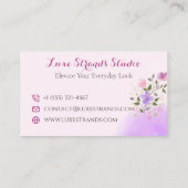 Weich rosafarbene Blüte Elegantes Haar Stildesign Visitenkarte (Rückseite)