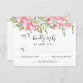 Weich rosafarbene, florfarbene Hochzeit RSVP Begleitkarte (Vorne/Hinten)