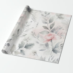 Weich rosafarbener Floral Wash Geschenkpapier